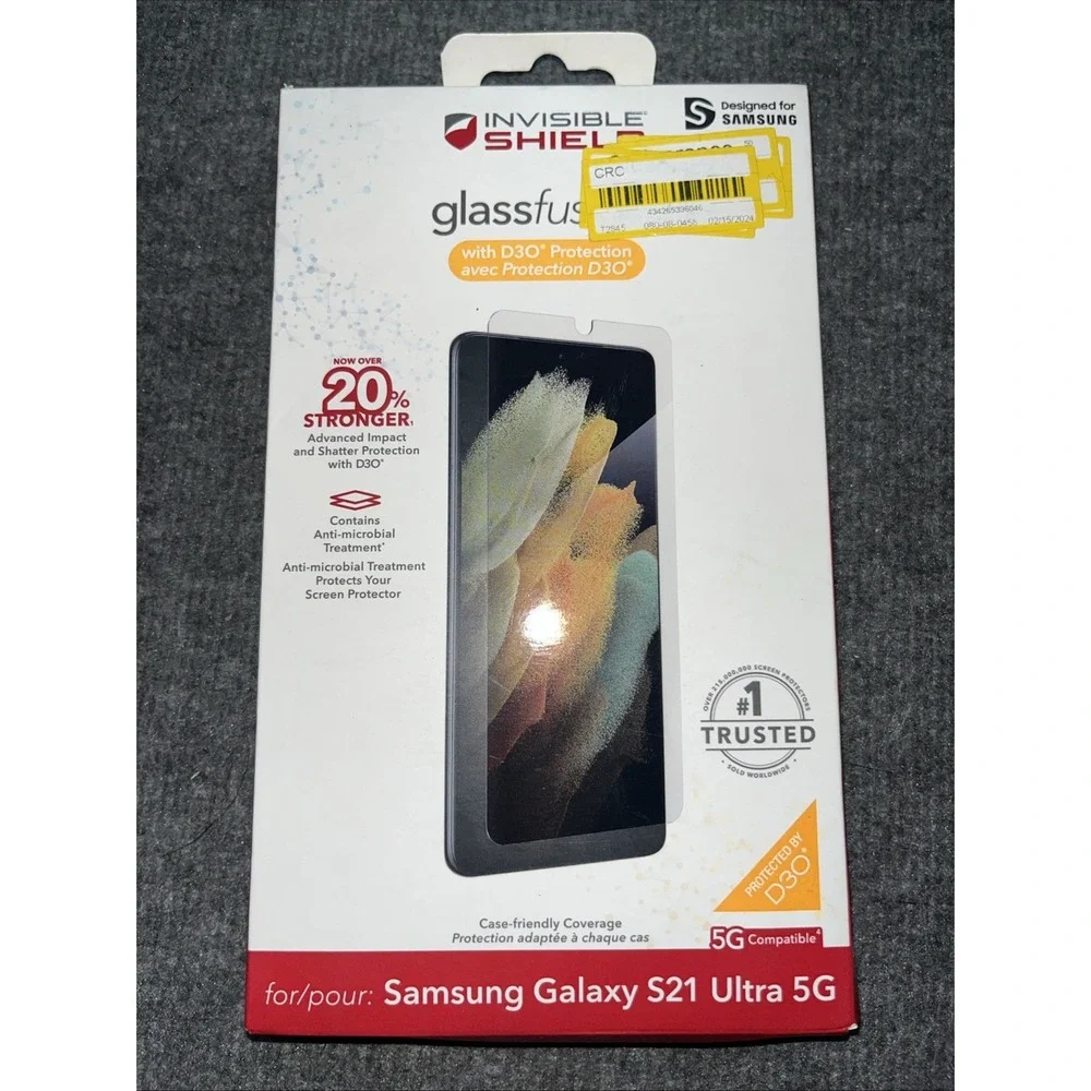 InvisibleShield GlassFusion+ Screen Protector for Samsung Galaxy S21 Ultra - NEW